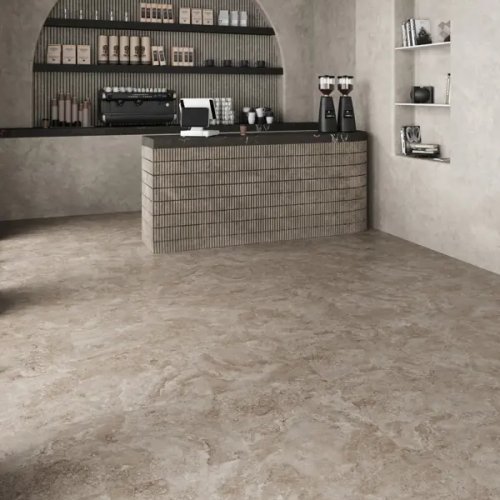 Глазурованный керамогранит Incolor Travertino Noche Relief 60x60 см 1.44 м² матовый цвет коричневый