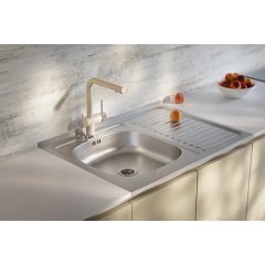 Мойка для кухни накладная левая с крылом Kromrus S-220 60x80 см глубина чаши 14 см нержавеющая сталь