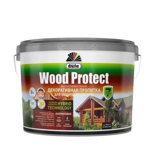 Пропитка для дерева Dufa Wood Protect полуматовая бесцветная 9 л
