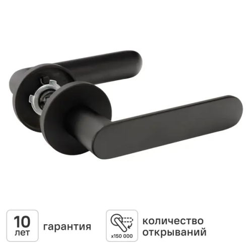 Дверная ручка на розетке KREAFORTA Шуя без запирания цвет черный