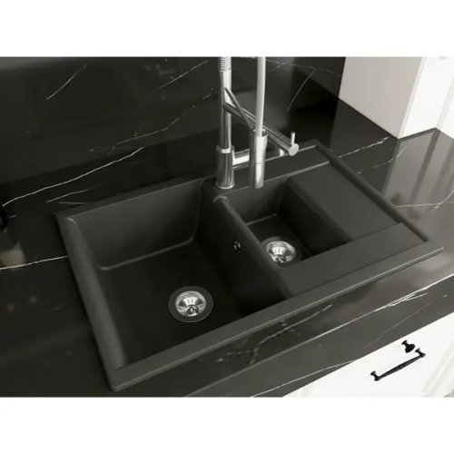 Мойка для кухни врезная с крылом Dr.Gans Астра 76x51 см глубина чаши 20 см мрамор цвет черный
