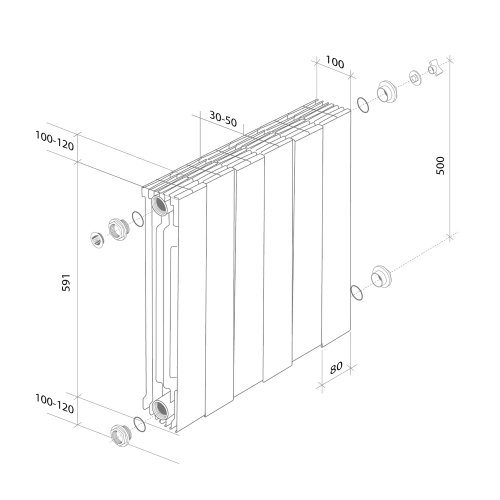 Радиатор Royal Thermo PianoForte 500 Bianco Traffico - 6 секц.
