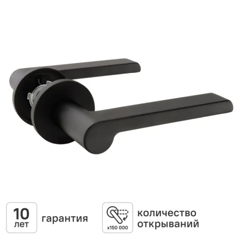 Дверная ручка на розетке KREAFORTA Кенон без запирания цвет черный