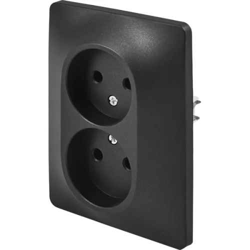 Розетка двойная встраиваемая Systeme Electric Glossa без заземления в сборе цвет антрацит GSL000720