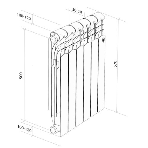 Радиатор алюминиевый Royal Thermo Revolution A 500 - 12 секц.