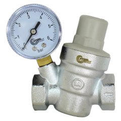 STEELSUN 3/4" Редуктор давления с манометром, никелированный, SLA6202.7006