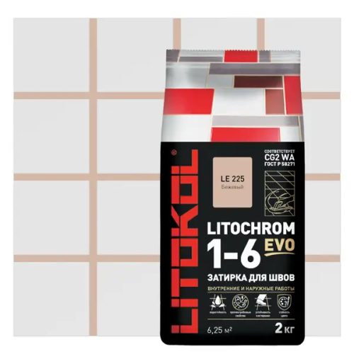 Затирка цементная Litokol Литохром 1-6 Эво цвет ЛЕ225 цвет бежевый 2 кг
