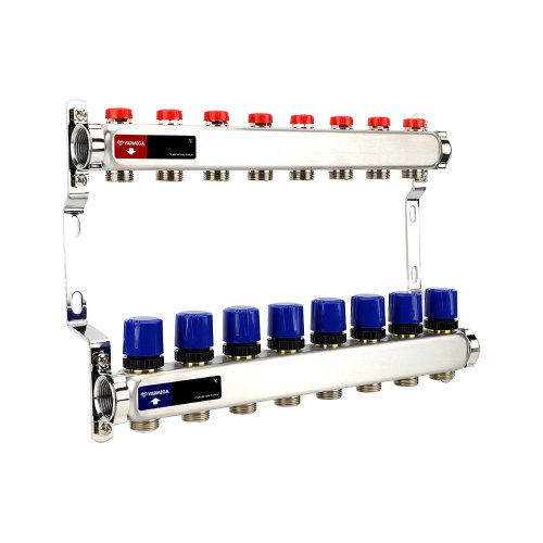 Группа коллекторная для отопления VARMEGA VM15508 ВР 1, на 8 контуров 3/4 EK, нерж. сталь
