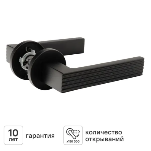 Дверная ручка на розетке KREAFORTA Бира без запирания цвет черный