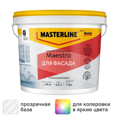 Фасадная краска Masterline Maestro глубокоматовая цвет прозрачный база BC 4.5 л