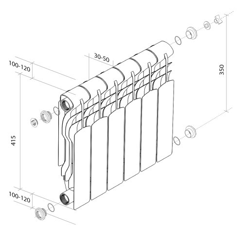 Радиатор биметаллический Royal Thermo Revolution B 350 - 10 секц.