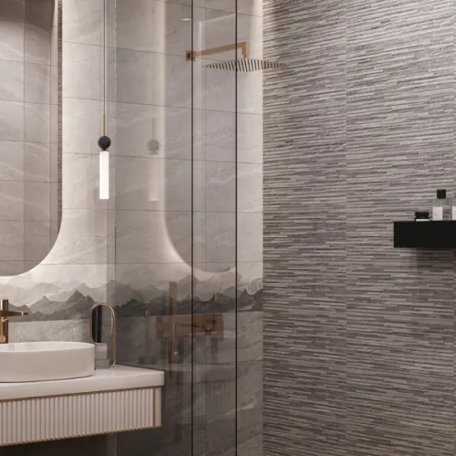 Плитка настенная Gracia Ceramica Фог 25x60 см 1.2 м² матовая с sugar эффектом цвет серый полосы