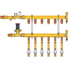 Узел коллекторный Giacomini отопления этажный, подключение тип B3 3/4 x 1/2 / 6, GE553Y046
