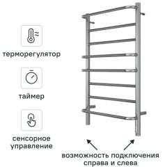Полотенцесушитель электрический Equation 500x850 мм 125 Вт с терморегулятором лесенка цвет хром